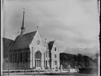 1890 Bild aus der Bauzeit der Reformierten Kirche Brunnen (Foto: Hartmut Schuessler)